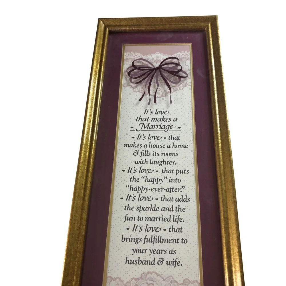 Imagine Design Marriage Framed‎ Wall Art Gold Purple Verse Wedding Gift Cottage